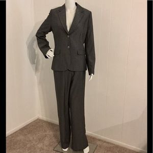 Tahari charcoal stripe suit jacket and dress pants